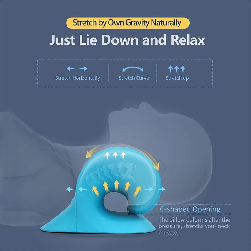 Neck and Shoulder Relaxer Cervical Traction Device for TMJ Pain Relief Cervical Spine Alignment Chiropractic Pillow Stretcher